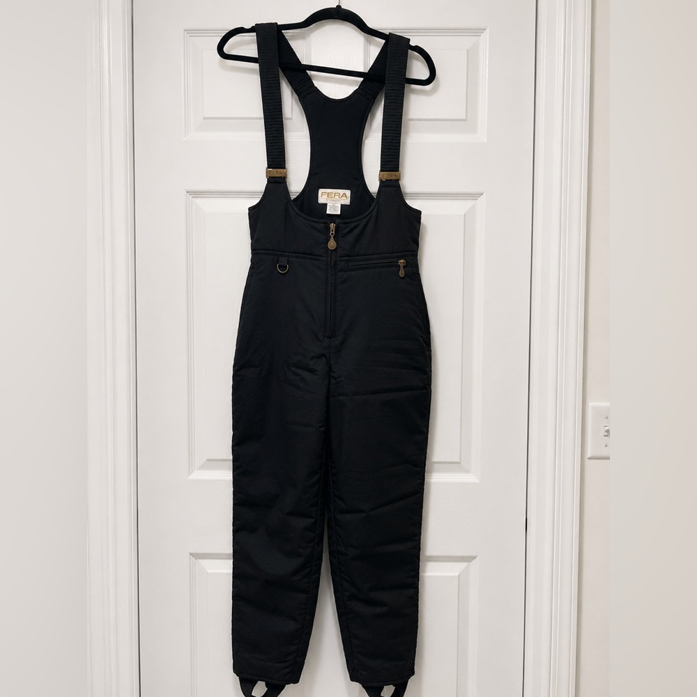 Vintage FERA Black Ski Bib Snow Pants Women’s Size 8R Adjustable Straps